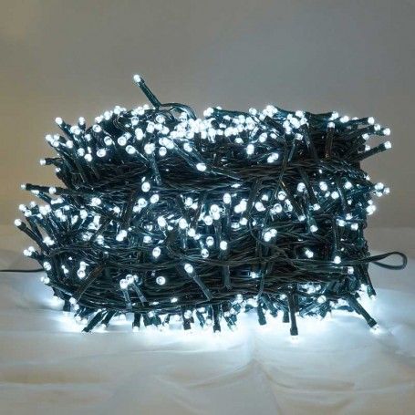 Catena 1300 Luci Led Bianco con Memory Control e Cavo Verde 65 metri, Uso Esterno