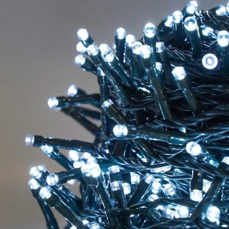 Catena 1300 Luci Led Bianco con Memory Control e Cavo Verde 65 metri, Uso Esterno