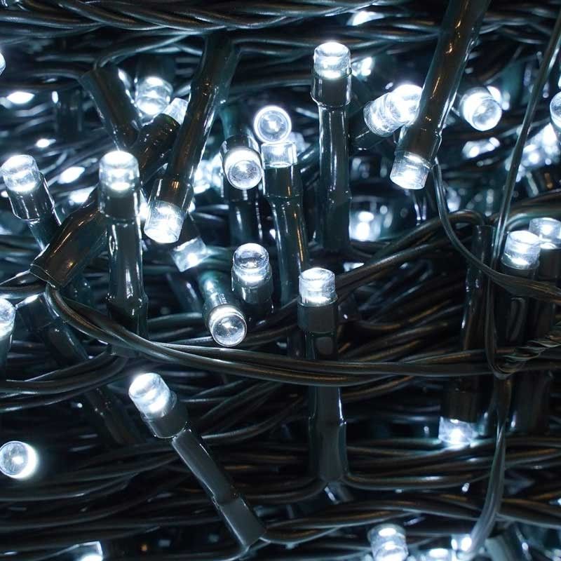 Catena 1300 Luci Led Bianco con Memory Control e Cavo Verde 65 metri, Uso Esterno