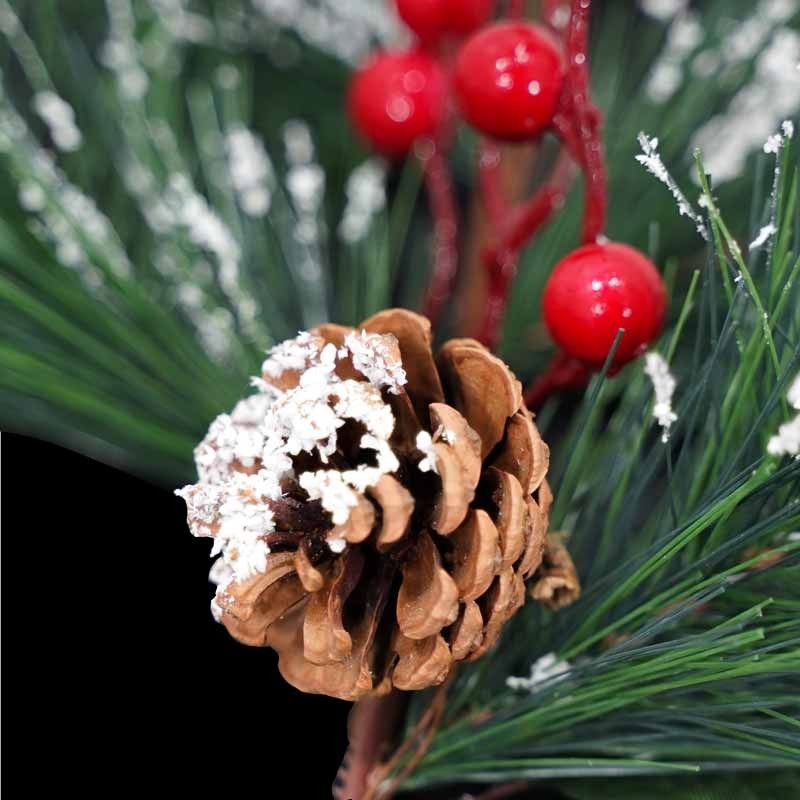 Ramo Natalizio con Pigne e Bacche Rosse H.50 cm