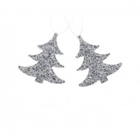 Alberelli di Natale Argento da Appendere Cf. 2 Pz