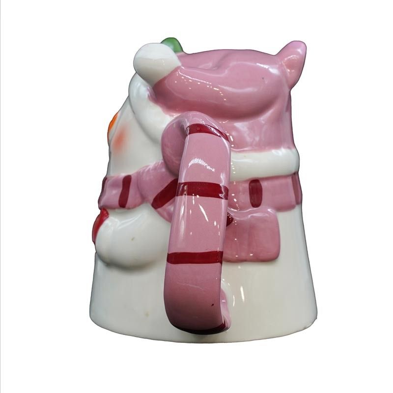 Tazza Natalizia Up&Down con Pupazzo di Neve Bianco e Rosa