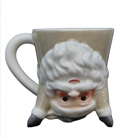 Tazza Natalizia Up&Down con Babbo Natale Bianco e Tortora
