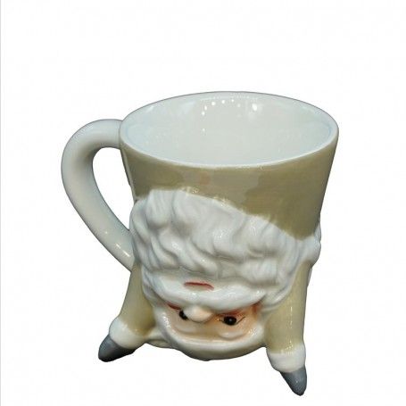 Tazza Natalizia Up&Down con Babbo Natale Bianco e Tortora