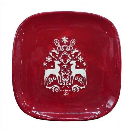 Piatto Quadrato in Ceramica Rosso Piatto Quadrato in Ceramica Rosso