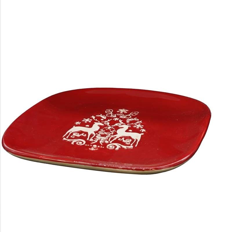 Piatto Quadrato in Ceramica Rosso