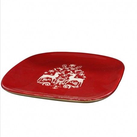 Piatto Quadrato in Ceramica Rosso Piatto Quadrato in Ceramica Rosso