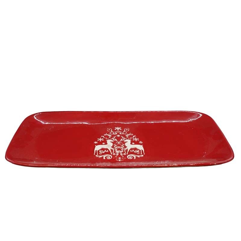 Piatto Rettangolare in Ceramica Rossa