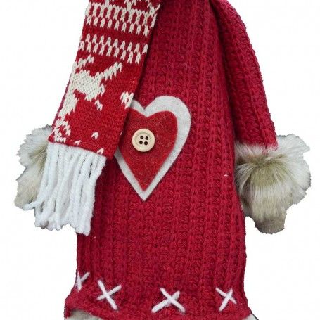 Renna Natalizia in Piedi 2 Colori Bianca/Rossa H.63 cm