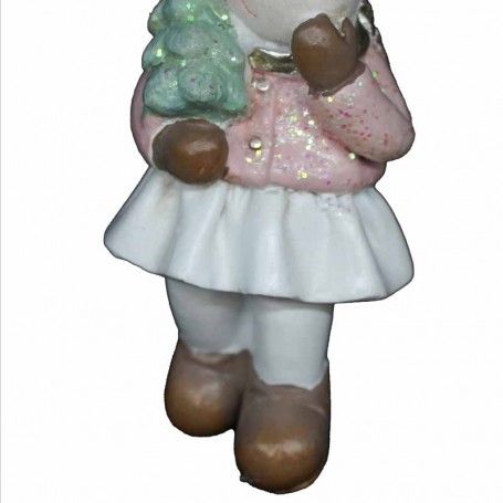 Renna Natalizia con Abito Rosa e Grigio H.6,5 cm