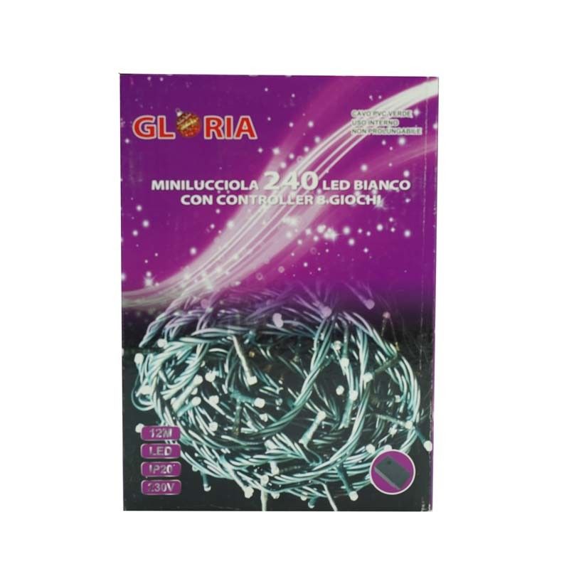 Minilucciole 240 Luci Led Bianco Freddo con Controller 8 Giochi 12 metri Uso Interno