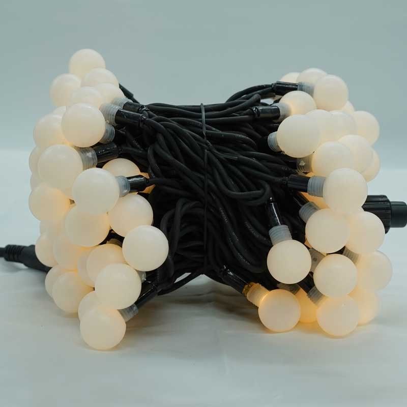 Catena con 100 Luci Led Tonde Bianco Caldo, Uso Esterno, 10 metri, Connettibile