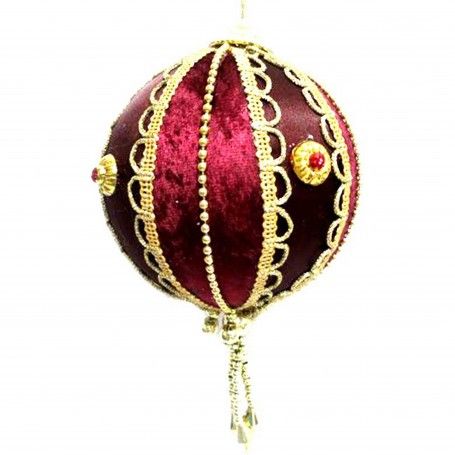 Palla di Natale in Velluto D.4 cm con Decori Oro Conf. da 1 Pz