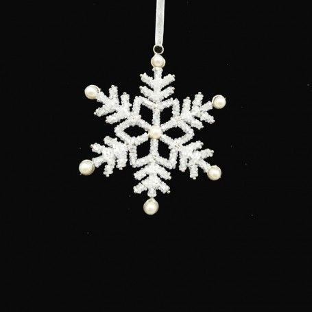 Fiocco di Neve con Perline da Appendere 13 cm