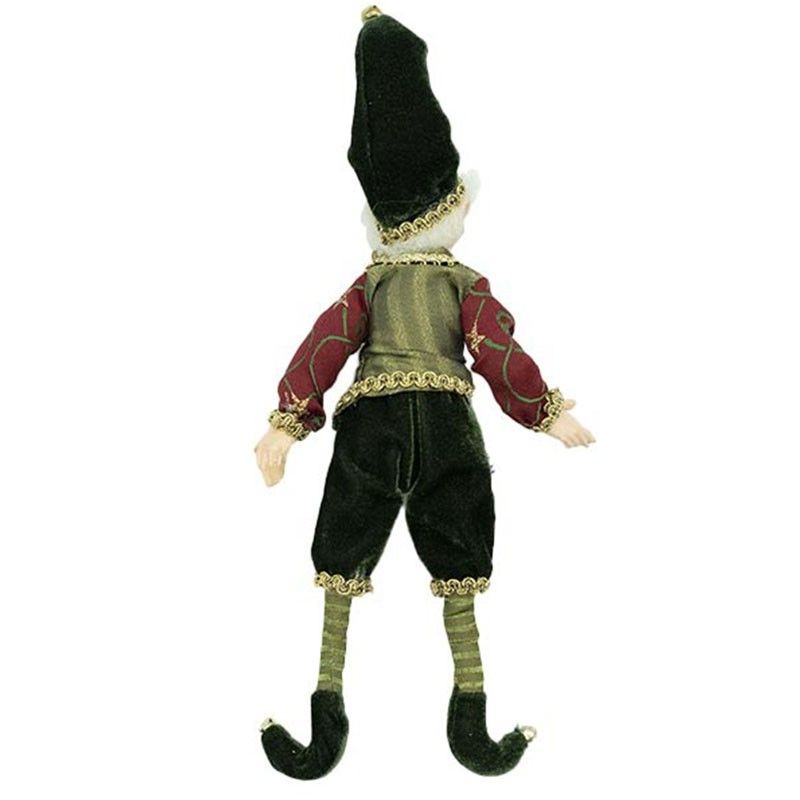 Elfo Natalizio con Abito Verde e Burgundy H.23 cm