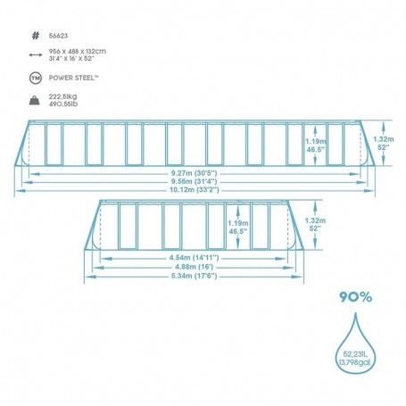 Piscina Rettangolare Power Steel 956x488x132 cm - Bestway 56623