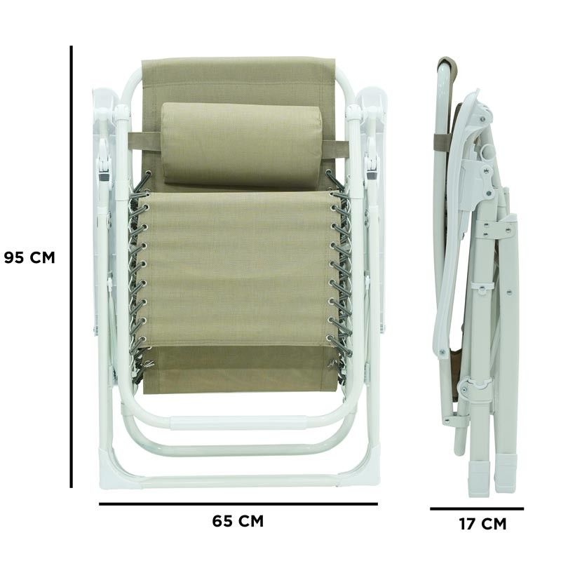 Poltrona Relax in Acciaio Bianca e Tortora Ariel
