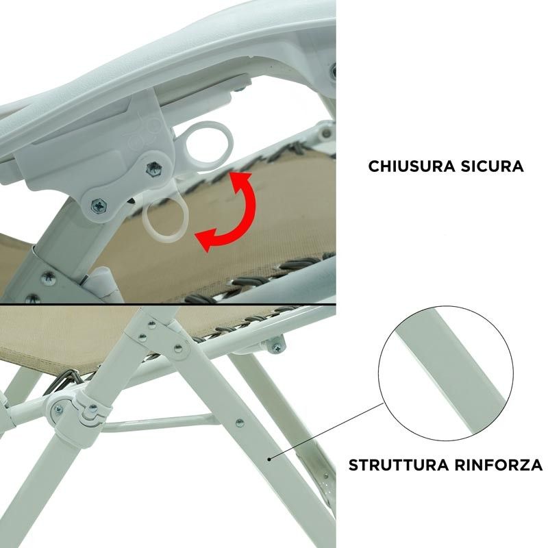 Poltrona Relax in Acciaio Bianca e Tortora Ariel