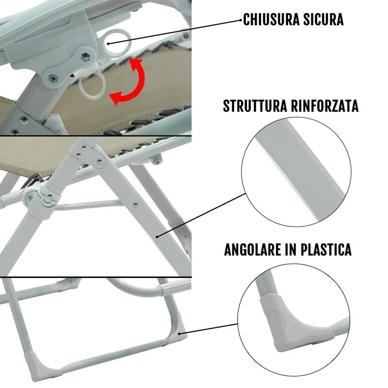 Poltrona Relax in Acciaio Bianca e Tortora Ariel