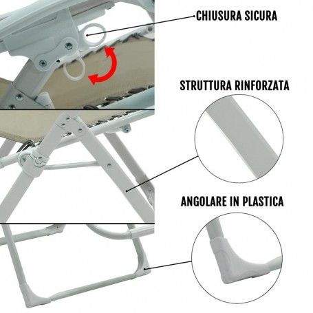 Poltrona Relax in Acciaio Bianca e Tortora Ariel