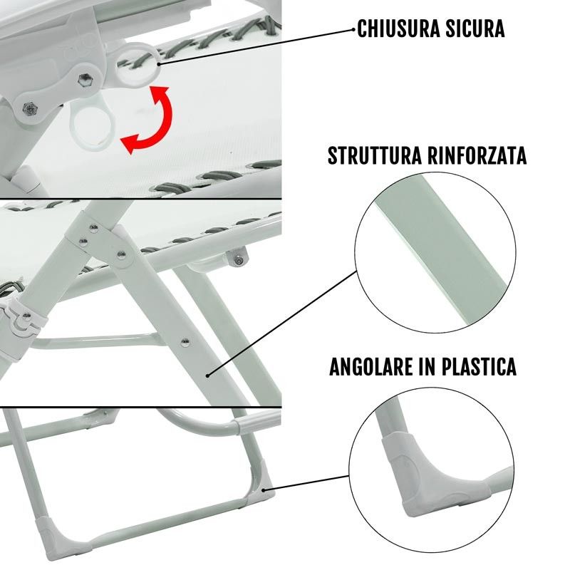 Poltrona Relax in Acciaio Bianca Ariel