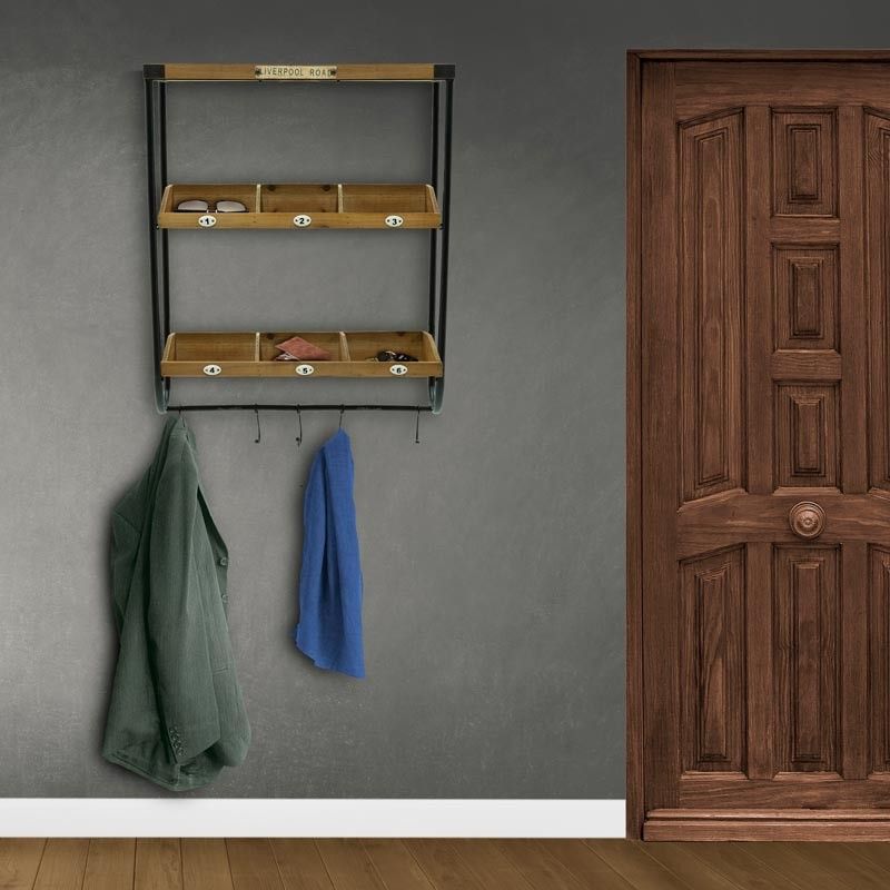 Mensola Stile Industrial con Separatori e Ganci H.79 cm