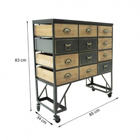 Cassettiera Stile Industrial con Ruote H.83 cm Cassettiera Stile Industrial con Ruote H.83 cm