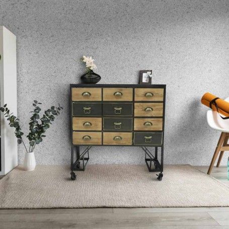 Cassettiera Stile Industrial con Ruote H.83 cm Cassettiera Stile Industrial con Ruote H.83 cm