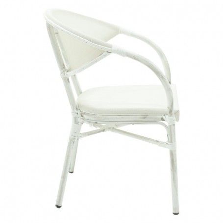 Poltrona in Alluminio e Bamboo Bianco Poltrona in Alluminio e Bamboo Bianco