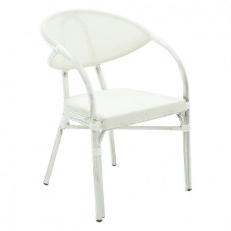 Poltrona in Alluminio e Bamboo Bianco Poltrona in Alluminio e Bamboo Bianco