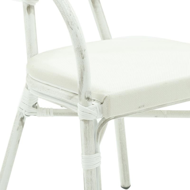 Poltrona in Alluminio e Bamboo Bianco