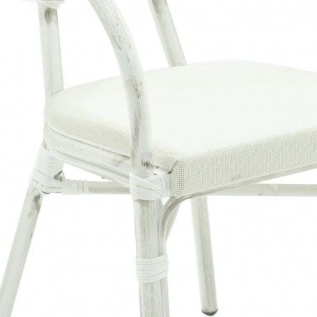 Poltrona in Alluminio e Bamboo Bianco Poltrona in Alluminio e Bamboo Bianco