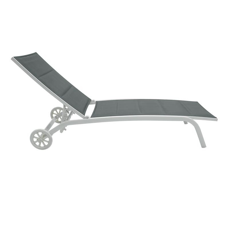Lettino Prendisole da Giardino, Imbottito e in Alluminio Grigio | Milk