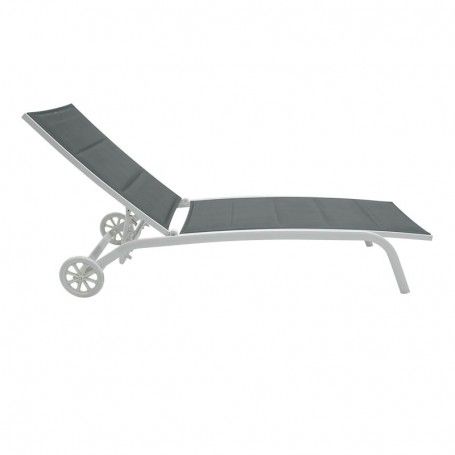Lettino Prendisole da Giardino, Imbottito e in Alluminio Grigio | Milk