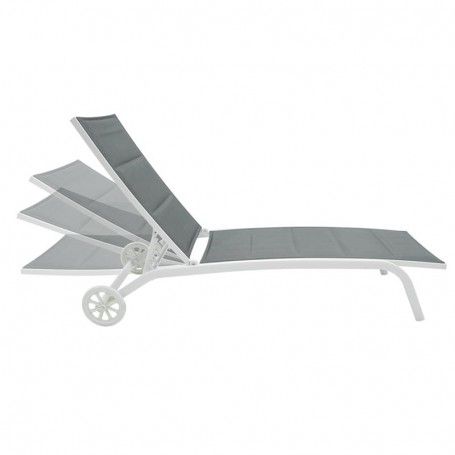Lettino Prendisole da Giardino, Imbottito e in Alluminio Grigio | Milk