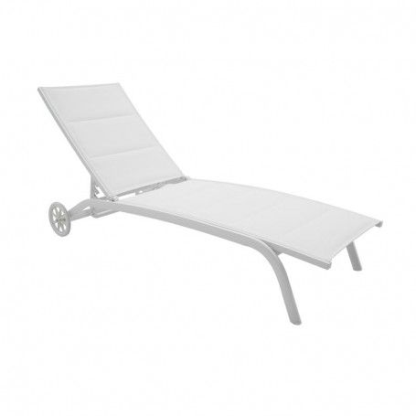Lettino Prendisole da Giardino, Imbottito e in Alluminio Bianco | Milk
