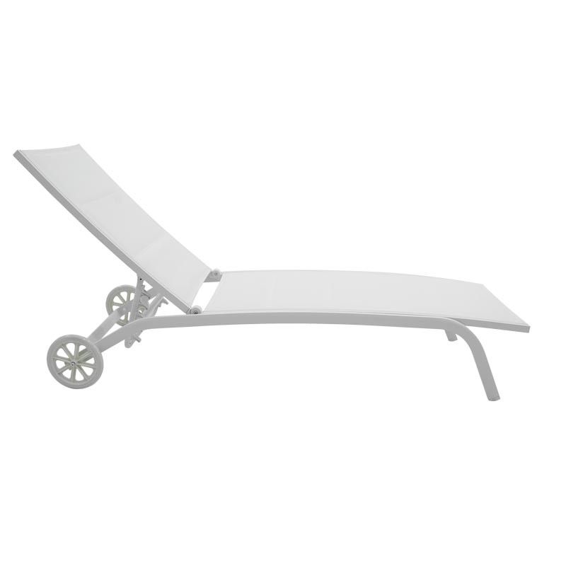 Lettino Prendisole da Giardino, Imbottito e in Alluminio Bianco | Milk