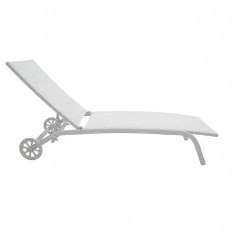 Lettino Prendisole da Giardino, Imbottito e in Alluminio Bianco | Milk