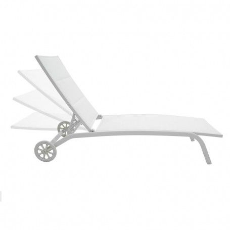 Lettino Prendisole da Giardino, Imbottito e in Alluminio Bianco | Milk