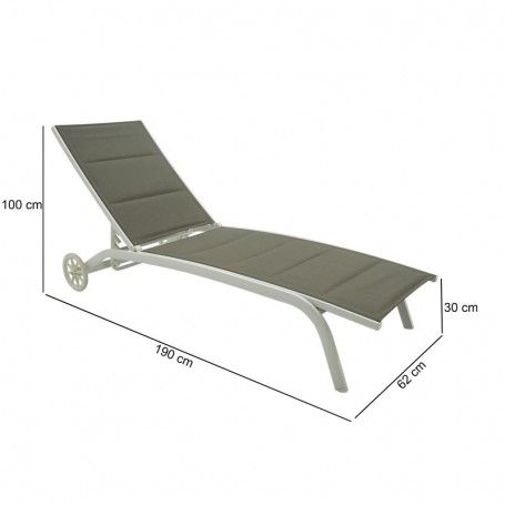 Lettino Prendisole da Giardino, Imbottito e in Alluminio Tortora |  Milk
