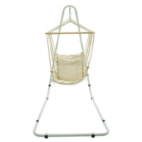 Poltrona Sospesa in Cotone Bianco da Giardino con Supporto