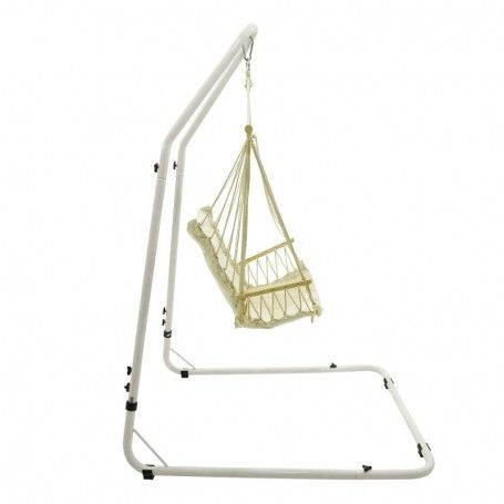 Poltrona Sospesa in Cotone Bianco da Giardino con Supporto