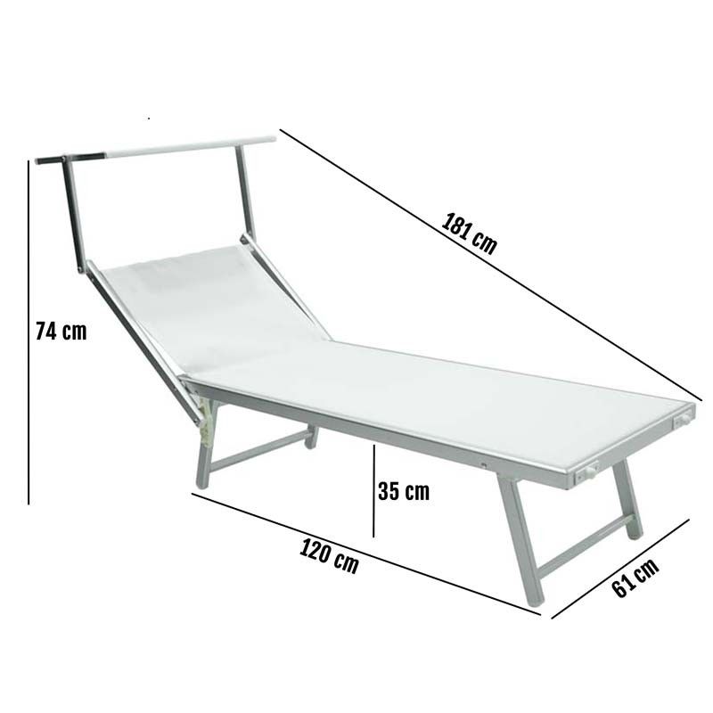 Lettino Prendisole da Giardino in Alluminio Bianco | Simba