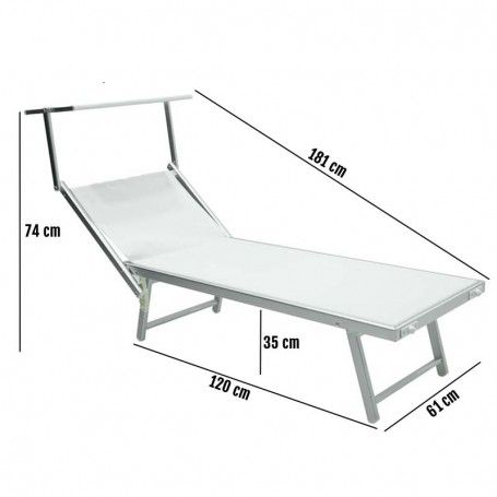 Lettino Prendisole da Giardino in Alluminio Bianco | Simba