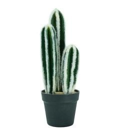 Pianta Grassa Artificiale con Aghetti Bianchi e Vasetto H.40 cm