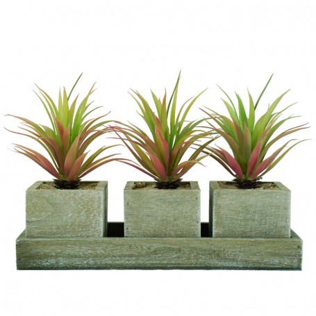 3 Piantine Verdi Artificiali con Sottovaso H.18 cm 3 Piantine Verdi Artificiali con Sottovaso H.18 cm