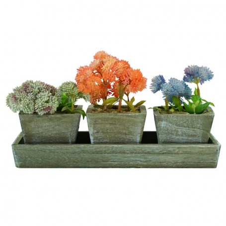 3 Piantine Colorate Artificiali con Sottovaso H.15 cm