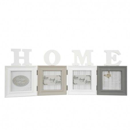 Quattro Cornici per Foto con Scritta Home in Legno