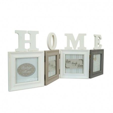 Quattro Cornici per Foto con Scritta Home in Legno