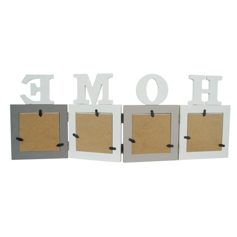Quattro Cornici per Foto con Scritta Home in Legno